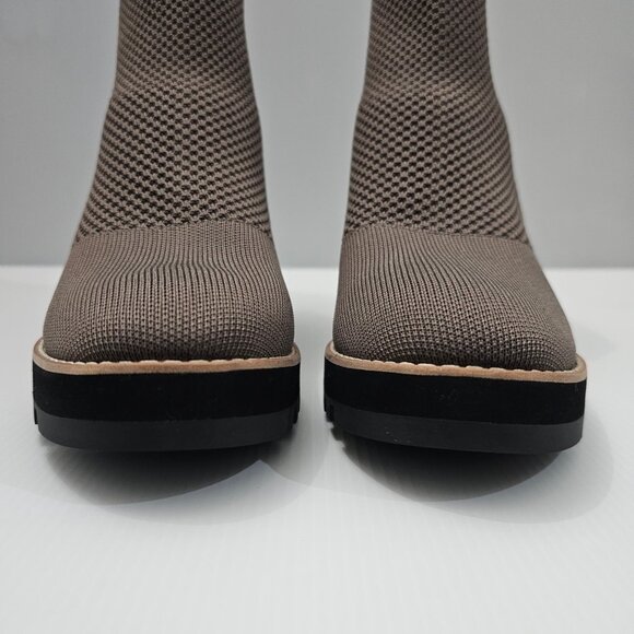 Eileen Fisher Quill Ankle Boot Womens 11 Rye Brown Knit Platform Wedge NEW - Picture 5 of 13